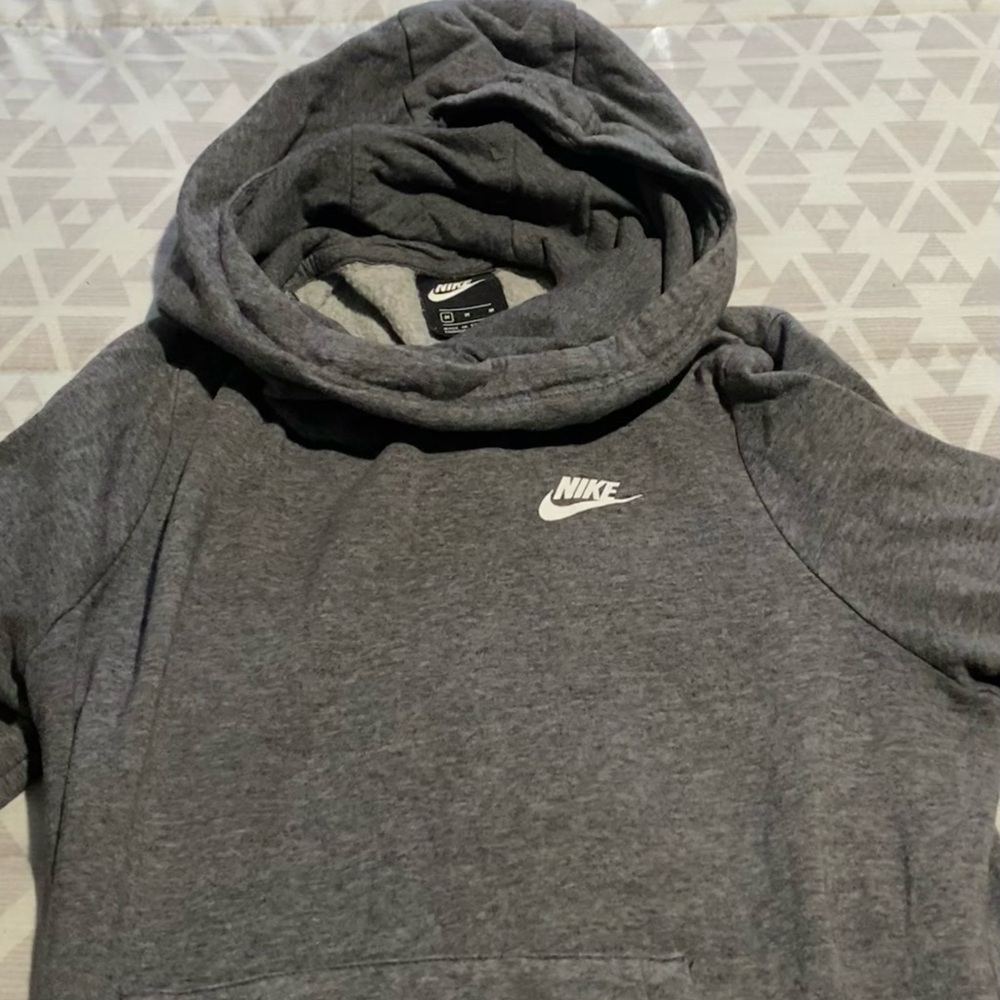 dark gray funnel neck nike hoodie